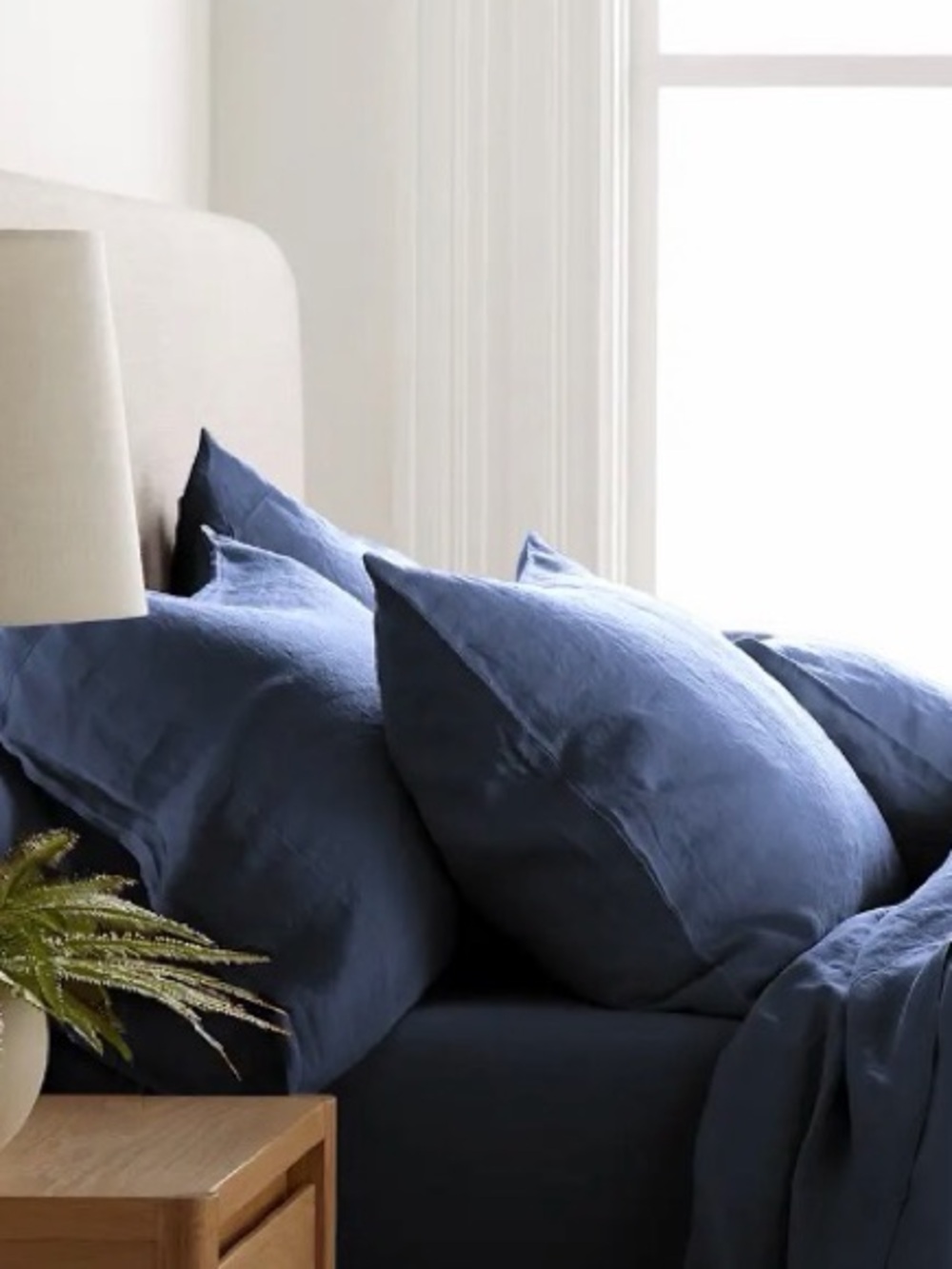 QUINCE European Linen Pillowcases Set King Indigo 7685